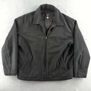GAP Jacket Mens XL Charcoal Gray Wool Blend Full Zip Quilted Lined Pockets